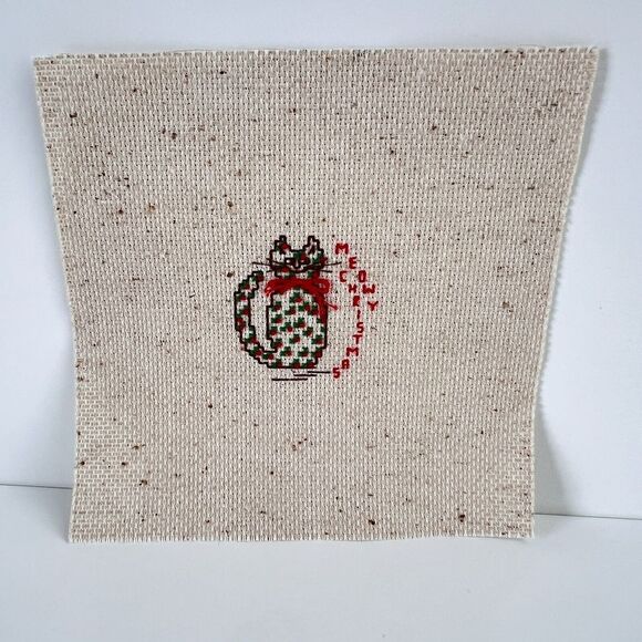 COMPLETED Cross Stitch MEOWY CHRISTMAS Cat 6x6 Christmas Wall Decor - Picture 5 of 8